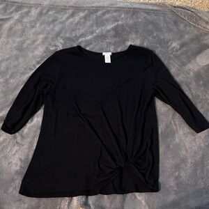 Matty M Black Long Sleeve Knot Top